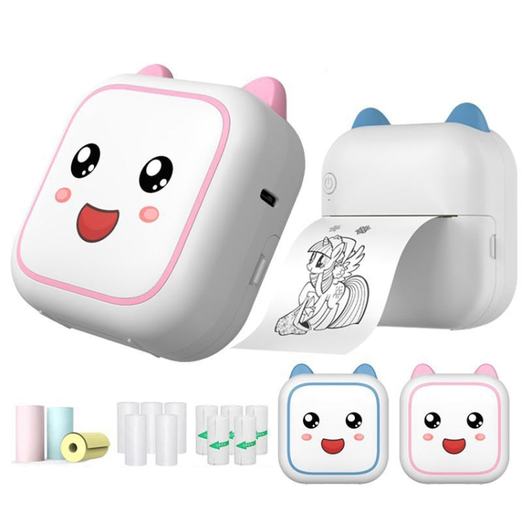 C26 Mini Portable Bluetooth Photo Label Thermal Printer, Spec: Pink+5 Paper+5 Stickers+3 Color Paper