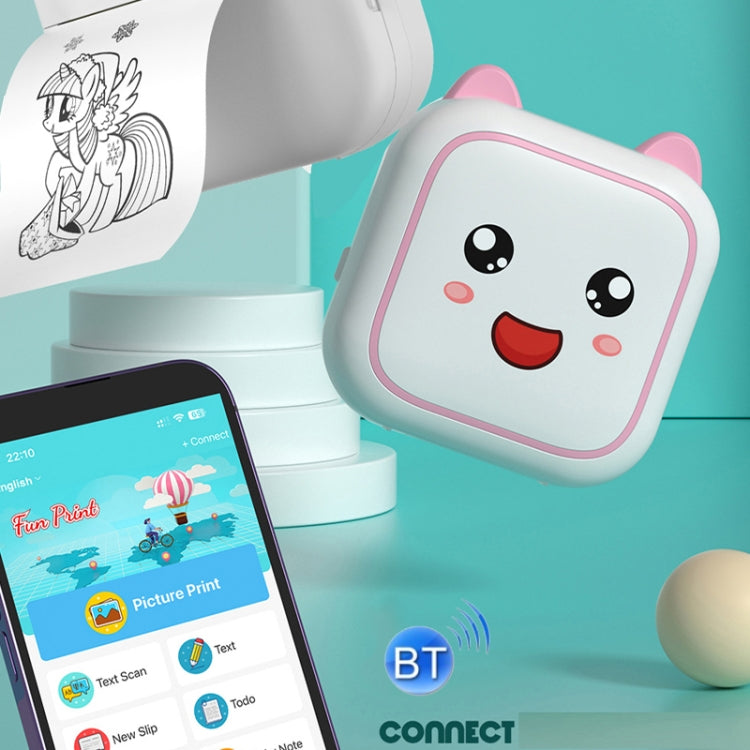 C26 Mini Portable Bluetooth Photo Label Thermal Printer, Spec: Pink+5 Stickers