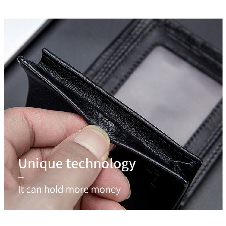 BULL CAPTAIN 0200 Large-capacity First-layer Cowhide Multi-card Slot Wallet RFID Anti-theft Card Holder(Black)