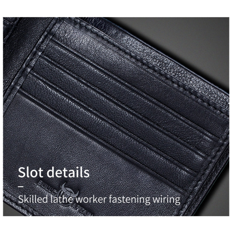 BULL CAPTAIN 0200 Large-capacity First-layer Cowhide Multi-card Slot Wallet RFID Anti-theft Card Holder(Black)