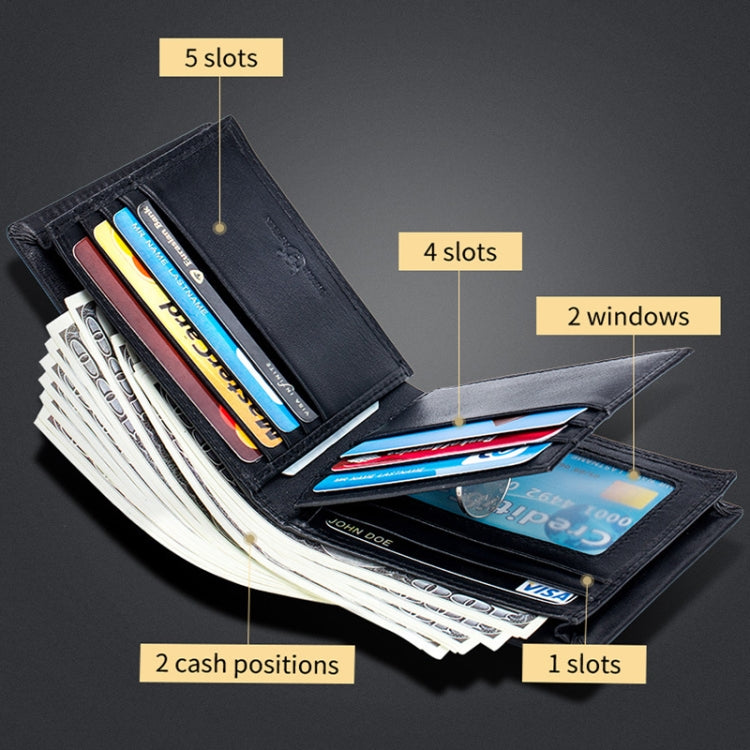 BULL CAPTAIN 0200 Large-capacity First-layer Cowhide Multi-card Slot Wallet RFID Anti-theft Card Holder(Coffee)