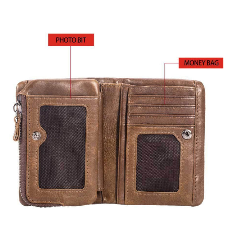 BULL CAPTAIN 03 Large-capacity Folding Multi-card Slot Cowhide Zipper Wallet Coin Clip(Black)