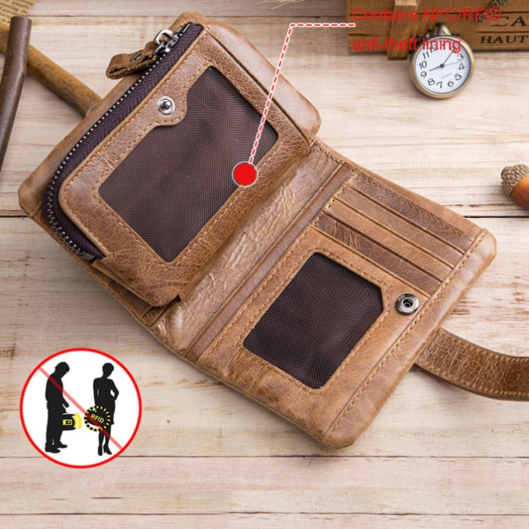 BULL CAPTAIN 01 RFID Anti-theft Multifunctional Cowhide Vertical Detachable Men Wallet(Yellow Brown)