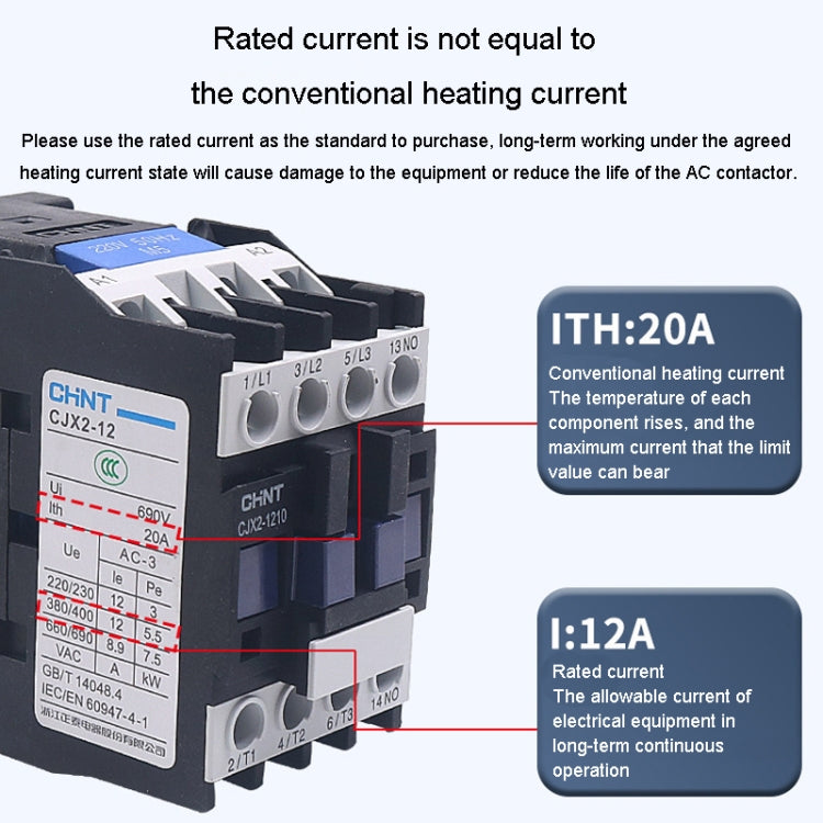 CHNT CJX2-6511 65A 220V Silver Alloy Contacts Multi-Purpose Single-Phase AC Contactor