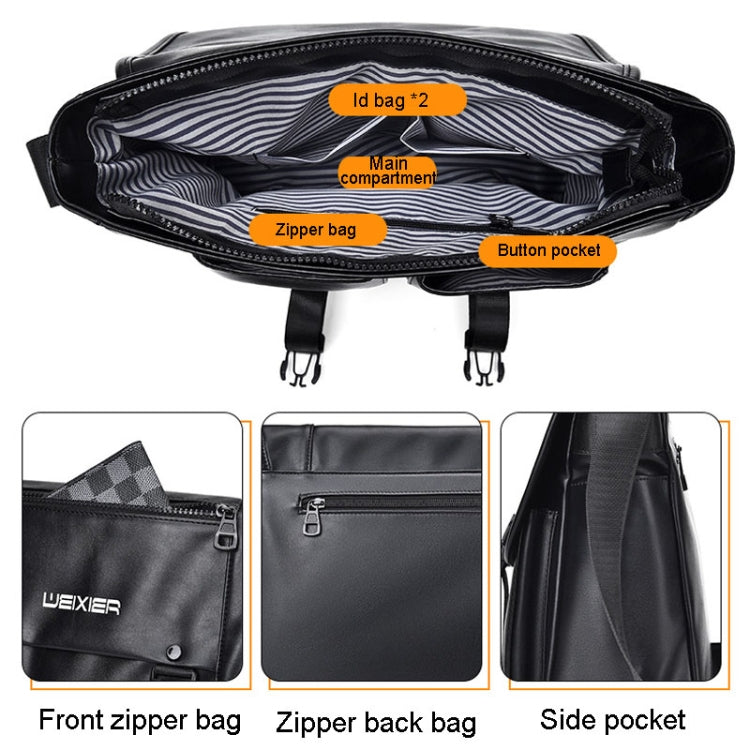 WEIXIER D269 Business Casual Mens Messenger Bag Large Capacity Workwear Functional Crossbody Packs(Brown)