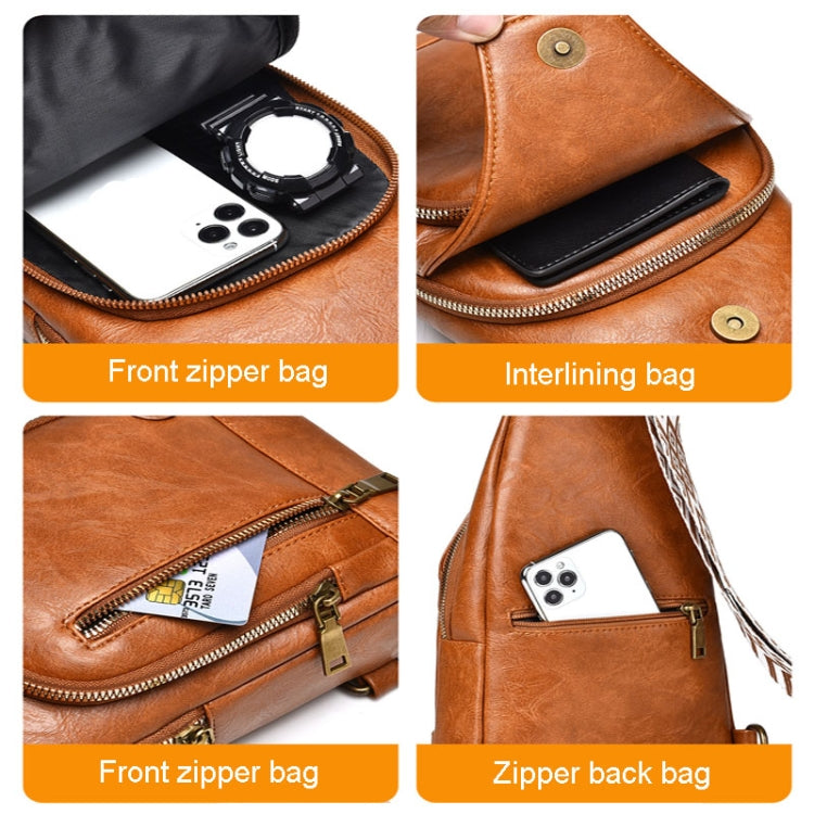WEIXIER X326 Single Shoulder Crossbody Chest Bag Multifunctional Motorcycle Sports Backpack(Light Brown)