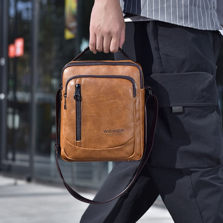 WEIXIER D288 Large Capacity Casual Crossbody Bag Business Waterproof Single Shoulder Packs(Dark Brown)