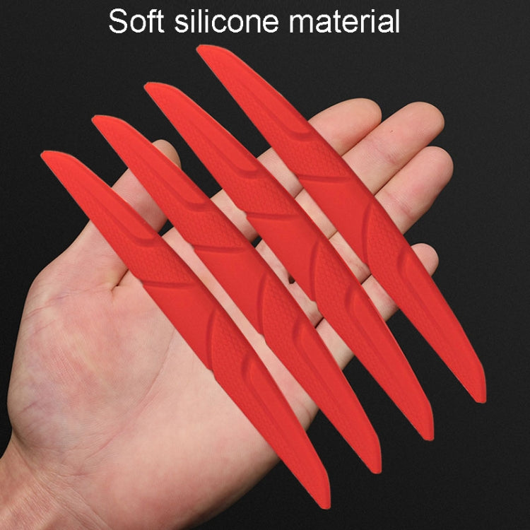 SHANSHI 4pcs /Pack 7753 Car Door Anti-Collision Silicone Strip Bumper Mirror Thickening Decorative Stickers(Red)