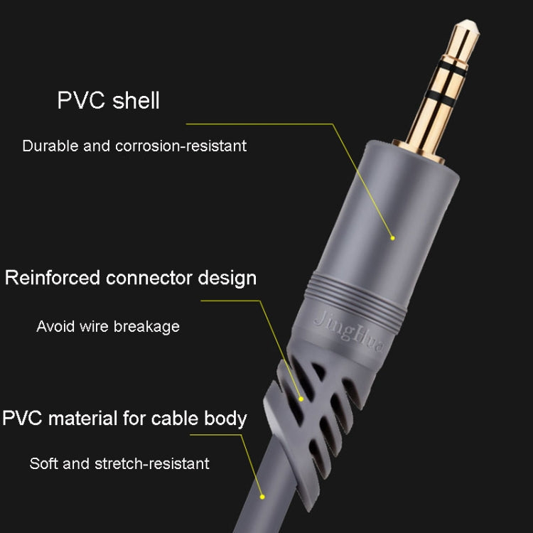 JINGHUA A240 3.5mm Male To Male Audio Cable Cell Phone Car Stereo Microphone Connection Wire, Size: 5m(Gray)