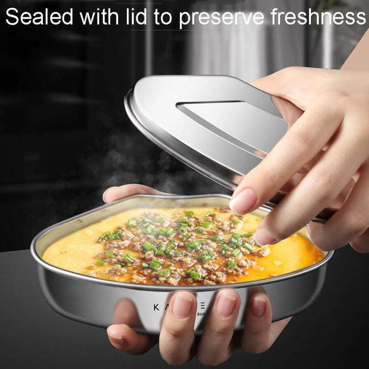 Kacheeg Stainless Steel Fan-Shaped Steamer Tray Household Childrens Supplementary Food Steampak, Specification: Medium Steamed Box+Cover