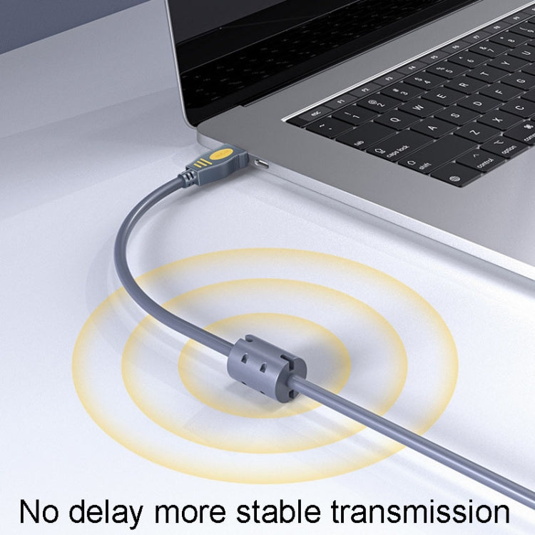 JINGHUA U110 USB2.0 Male To Male Cable Copper Data Cable With Magnetic Ring, Size: 10m(Gray)