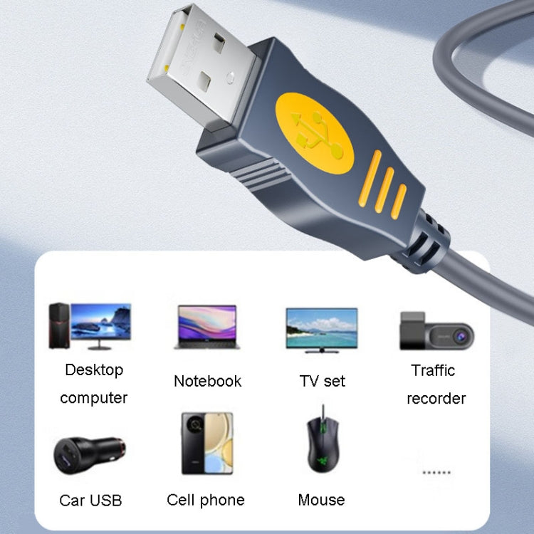 JINGHUA U110 USB2.0 Male To Male Cable Copper Data Cable With Magnetic Ring, Size: 10m(Gray)