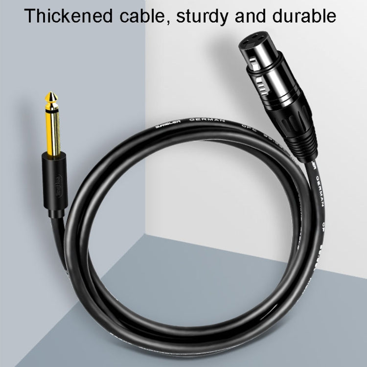 JINGHUA 6.5 Male To Female XLR Audio Cable 6.35 Three Core Balanced Microphone Mixer, Size: 5m(Black)