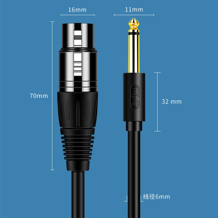 JINGHUA 6.5 Male To Female XLR Audio Cable 6.35 Three Core Balanced Microphone Mixer, Size: 1.5m(Black)