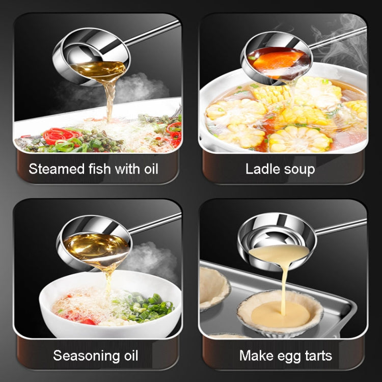 Kacheeg Stainless Steel Hot Oil Skillet Kitchen Small Oil Pouring Spoon, Style: 304 Single Layer Steel