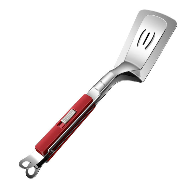 Kacheeg Stainless Steel Fish Spatula With Lock Kitchen Grill Scoop Steak Scraper Food Holder(Red)