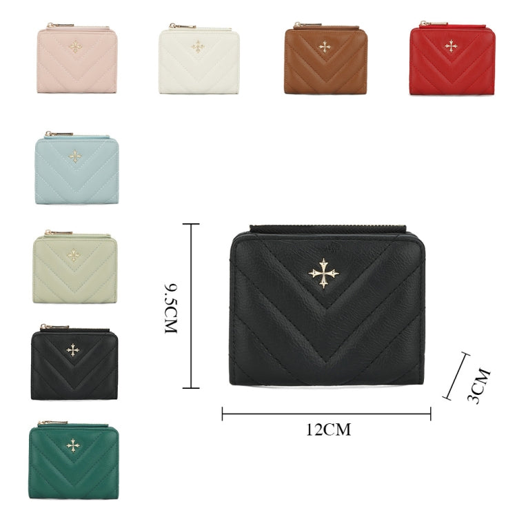 Baellerry N2401 PU Leather Short Wallet with Multiple Card Slots Cross Flower Zipper Coin Purse(Pink)