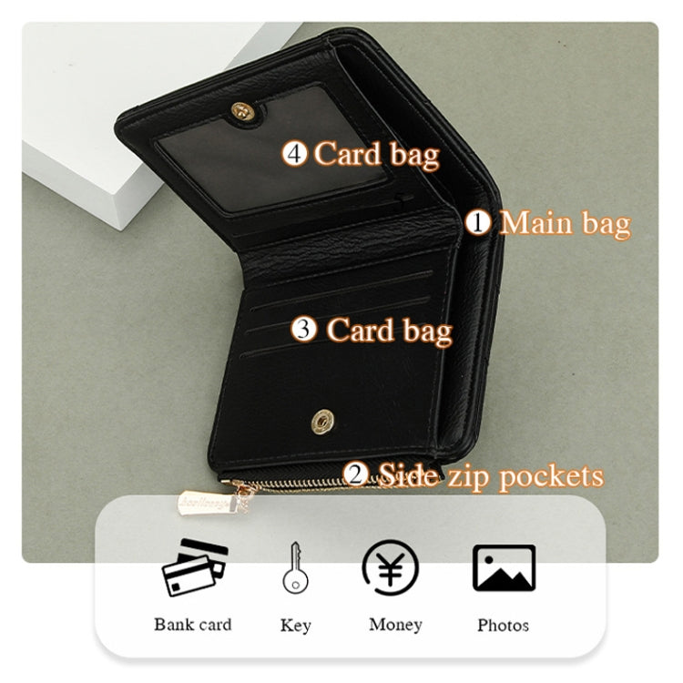 Baellerry N2401 PU Leather Short Wallet with Multiple Card Slots Cross Flower Zipper Coin Purse(Brown)
