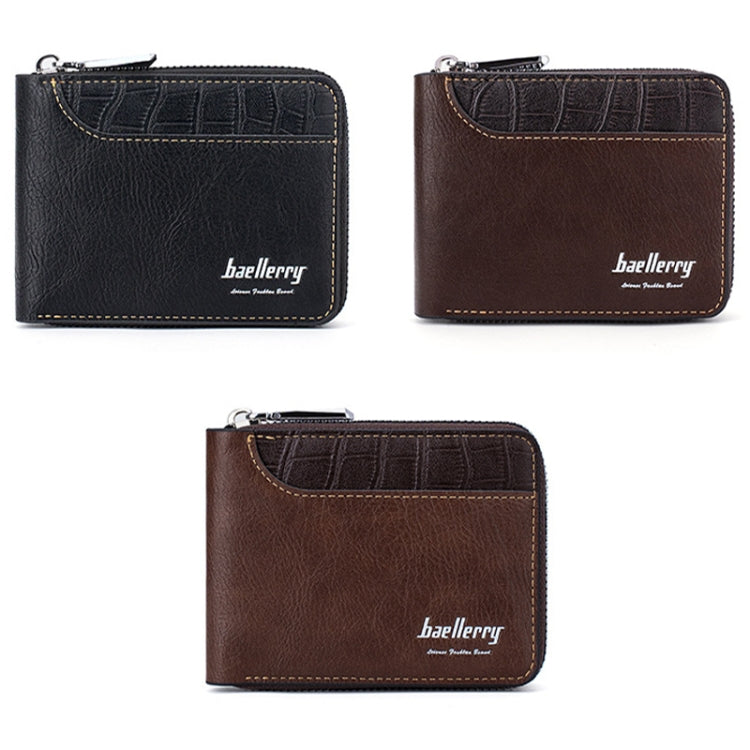 Baellerry D5101 RFID Anti-theft Spliced Short Wallet Retro Multi-card Zipper Coin Purse(Black)