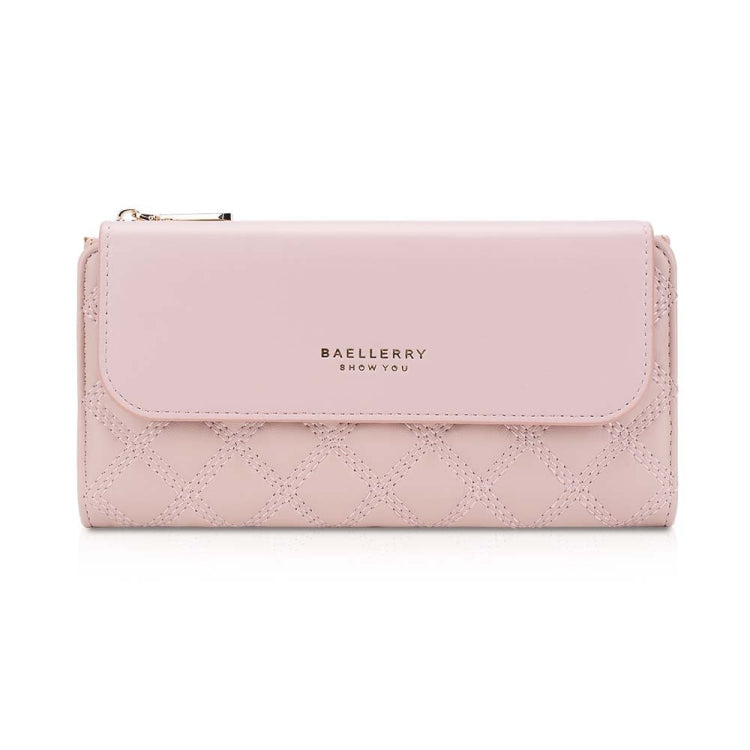 Baellerry N2403 Ladies Long Wallet with Multiple Card Slots Large Capacity Tri-fold Clutch Bag, Color: Pink