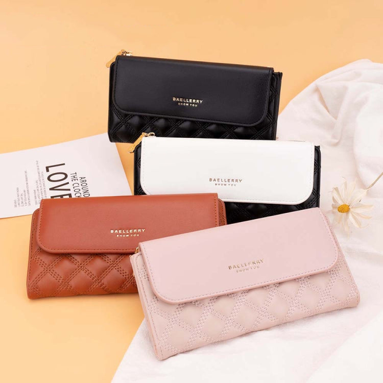 Baellerry N2403 Ladies Long Wallet with Multiple Card Slots Large Capacity Tri-fold Clutch Bag, Color: Black