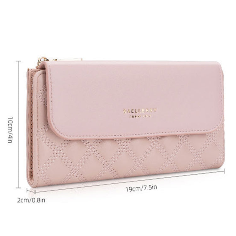 Baellerry N2403 Ladies Long Wallet with Multiple Card Slots Large Capacity Tri-fold Clutch Bag, Color: Black White