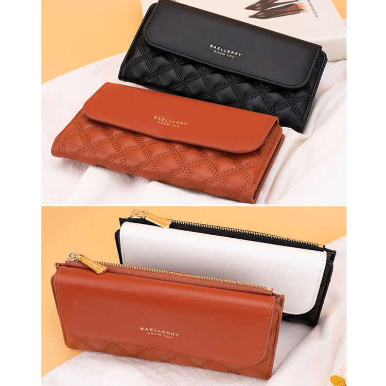 Baellerry N2403 Ladies Long Wallet with Multiple Card Slots Large Capacity Tri-fold Clutch Bag, Color: Brown