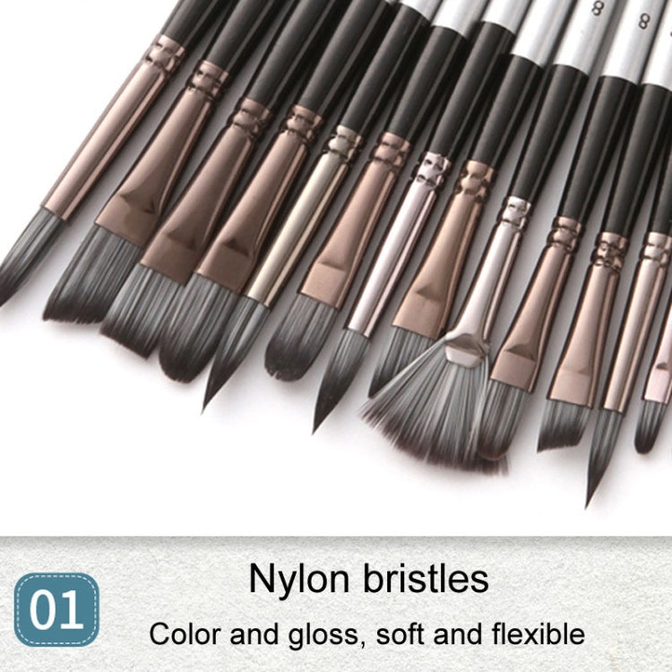 ZHU TING 24pcs /Set Nylon Bristle Paintbrush Set Painting Watercolor Brushes With Cloth Bag(Orange Red Rod)