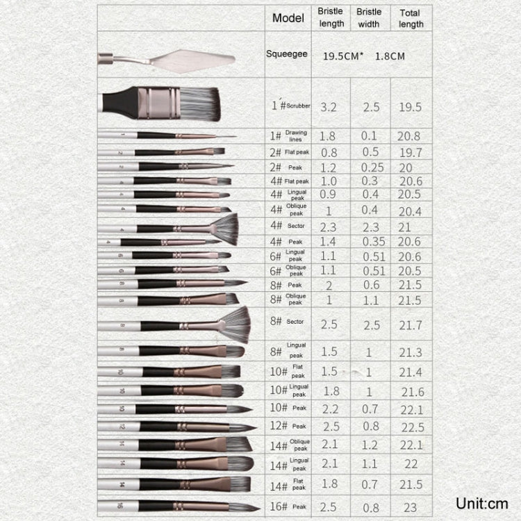 ZHU TING 24pcs /Set Nylon Bristle Paintbrush Set Painting Watercolor Brushes With Cloth Bag(Orange Red Rod)
