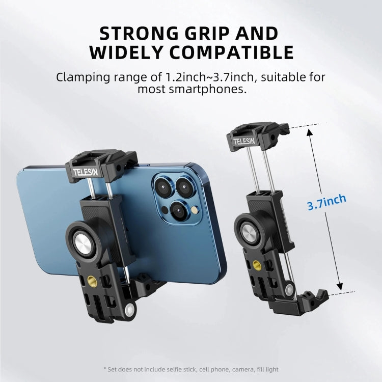 Telesin  Mobile Phone Clip 360 Degree Rotating Desktop Bracket With Cold Shoe Mount(Black)