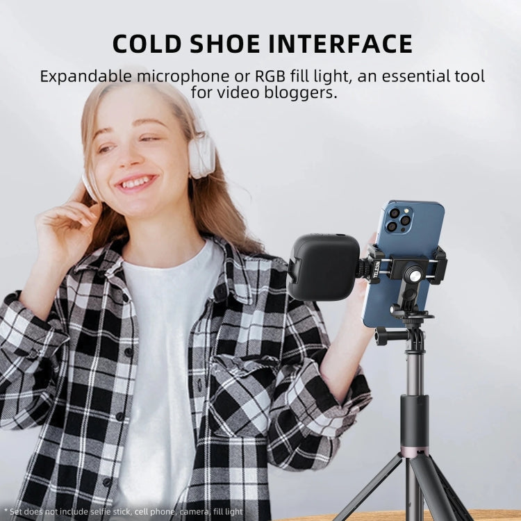 Telesin  Mobile Phone Clip 360 Degree Rotating Desktop Bracket With Cold Shoe Mount(Black)