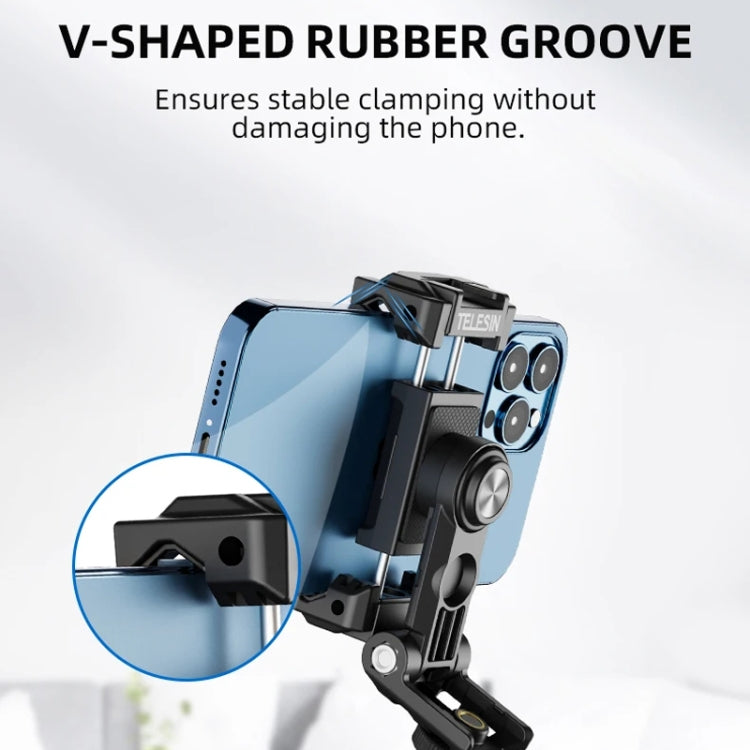Telesin  Mobile Phone Clip 360 Degree Rotating Desktop Bracket With Cold Shoe Mount(Black)