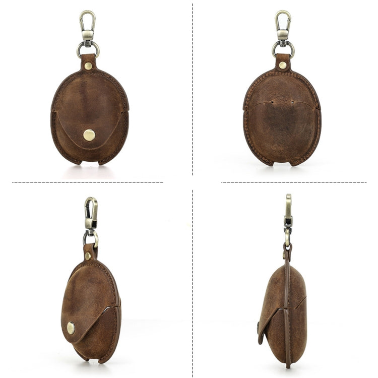 For Huawei FreeBuds 5 CONTACTS FAMILY CF1170 Cowhide Anti-Fall Bluetooth Earphone Protective Case(Coffee)