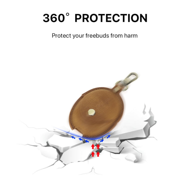 For Huawei FreeBuds 5 CONTACTS FAMILY CF1170 Cowhide Anti-Fall Bluetooth Earphone Protective Case(Coffee)