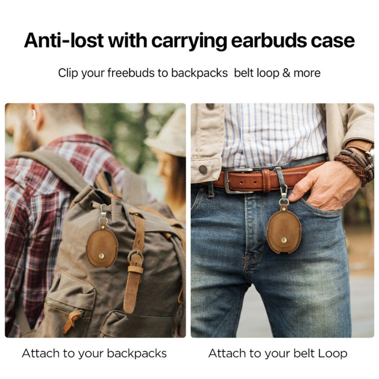For Huawei FreeBuds 5 CONTACTS FAMILY CF1170 Cowhide Anti-Fall Bluetooth Earphone Protective Case(Coffee)