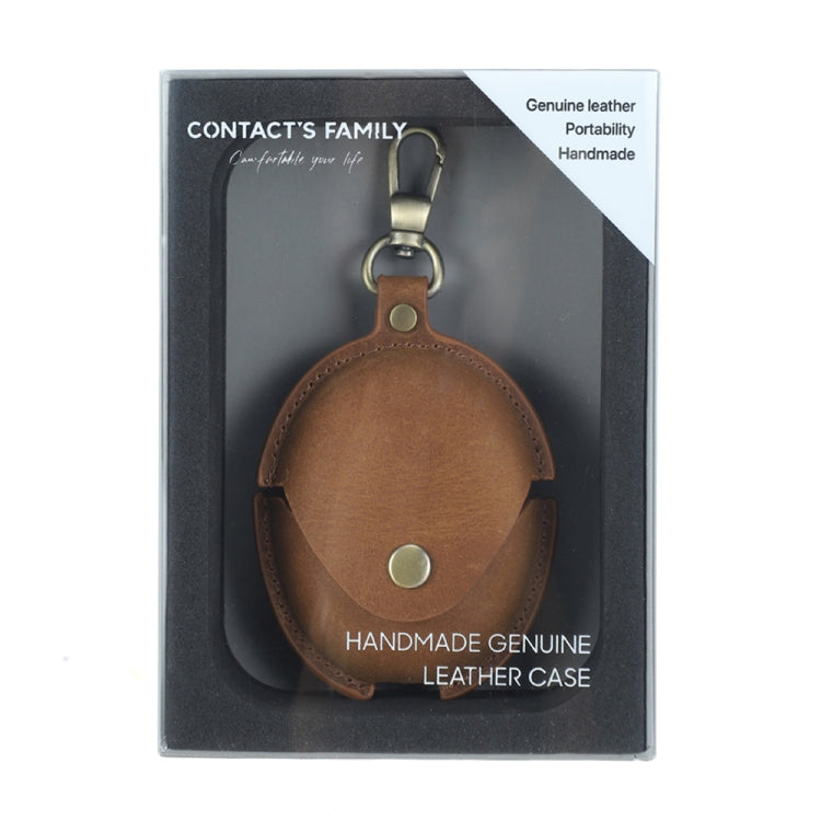 For Huawei FreeBuds 5 CONTACTS FAMILY CF1170 Cowhide Anti-Fall Bluetooth Earphone Protective Case(Coffee)