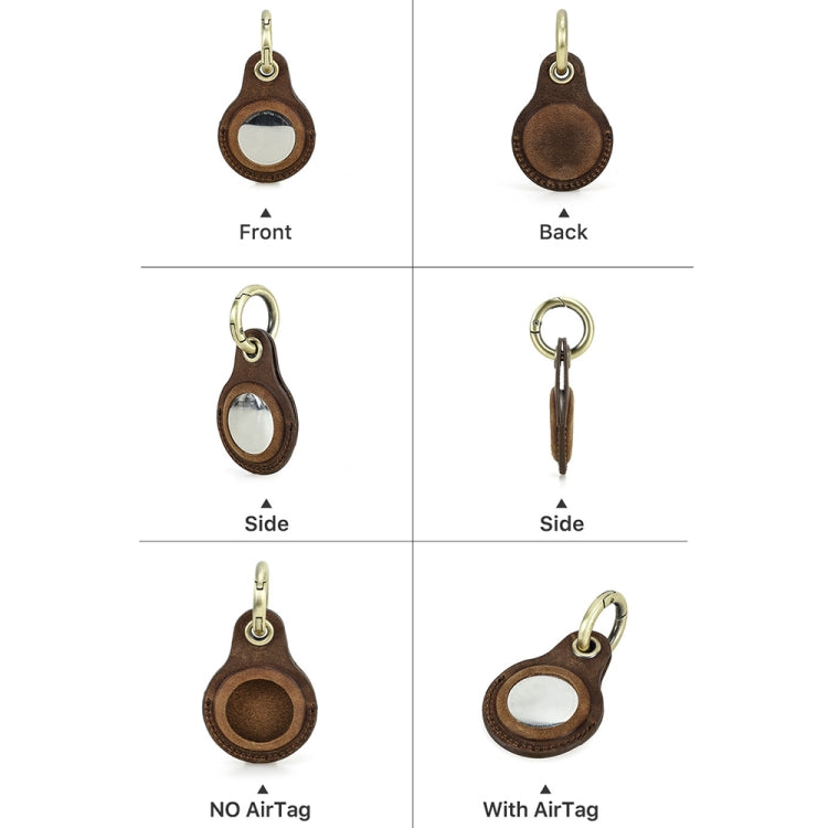 For Airtag 2nd Gen / AirTag 1st Gen CONTACTS FAMILY CF1139 First-Layer Cowhide Tracker Protective Case Pet Locator Leather Case(Brown)