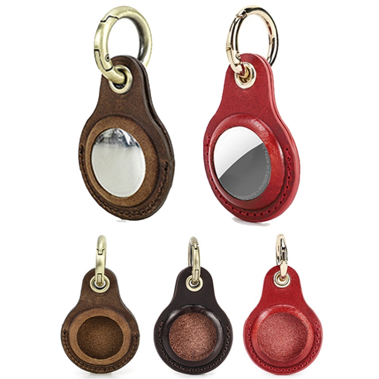 For Airtag 2nd Gen / AirTag 1st Gen CONTACTS FAMILY CF1139 First-Layer Cowhide Tracker Protective Case Pet Locator Leather Case(Brown)