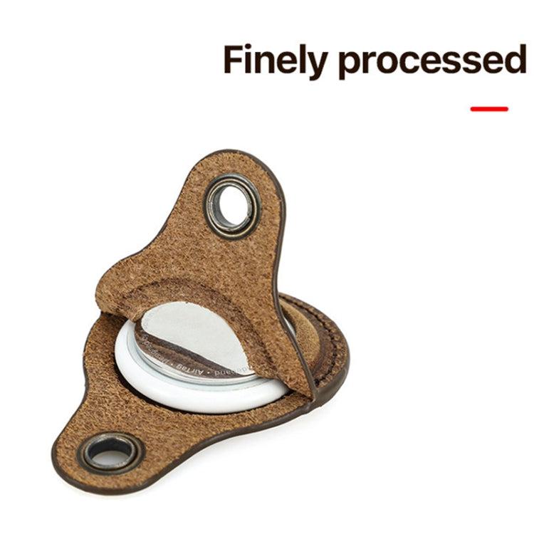 For Airtag 2nd Gen / AirTag 1st Gen CONTACTS FAMILY CF1139 First-Layer Cowhide Tracker Protective Case Pet Locator Leather Case(Brown)
