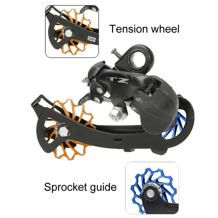 ENLEE Mountain Bicycle Rear Derailleur Guide Wheel Ceramic Bearing Tension Pulley, Size: 13T(Blue)