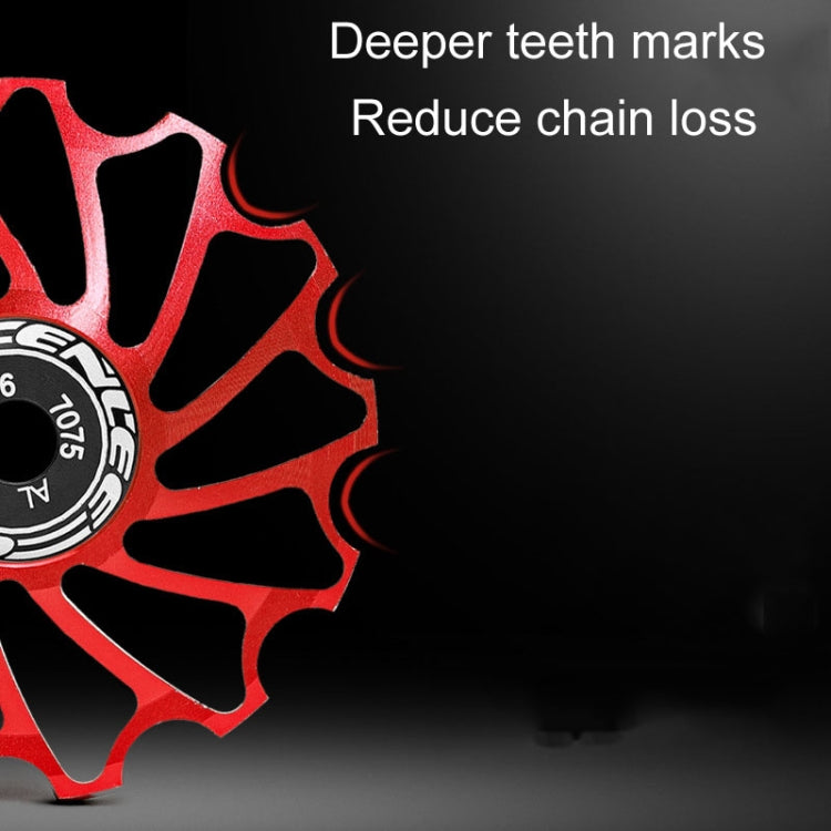 ENLEE Mountain Bicycle Rear Derailleur Guide Wheel Ceramic Bearing Tension Pulley, Size: 13T(Red)