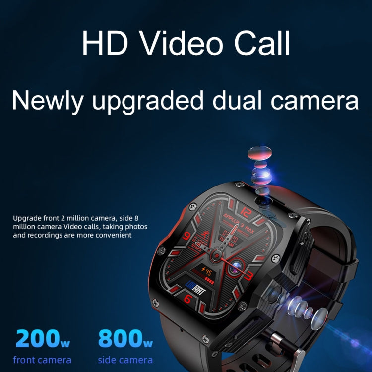 LOKMAT Appllp 3 Max 2.02-Inch Plug Card 4G Call Waterproof Sport Smart Watch With SOS(Claret)