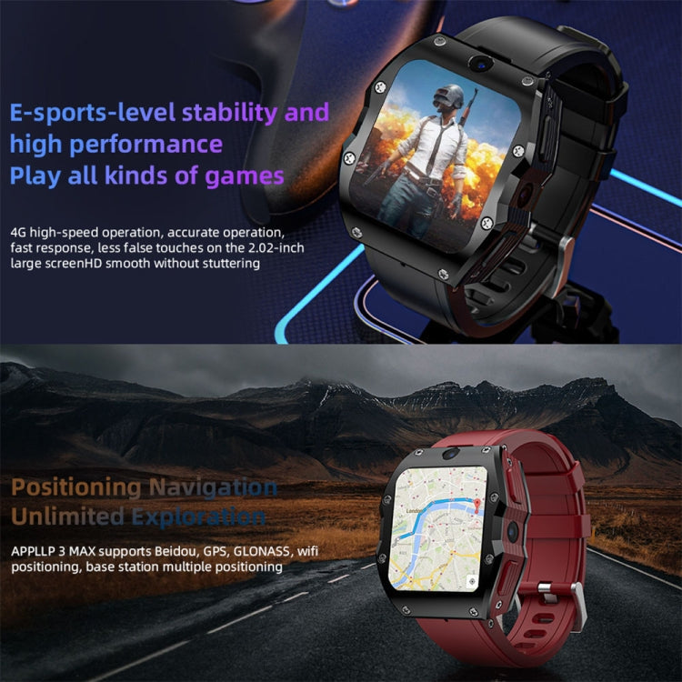 LOKMAT Appllp 3 Max 2.02-Inch Plug Card 4G Call Waterproof Sport Smart Watch With SOS(Black)