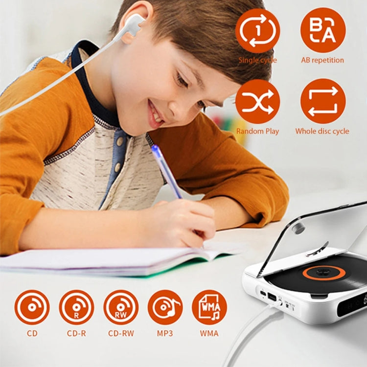 Kecag KC-918 Bluetooth CD Player Rechargeable Touchscreen Headphone Small Music Walkman(White)