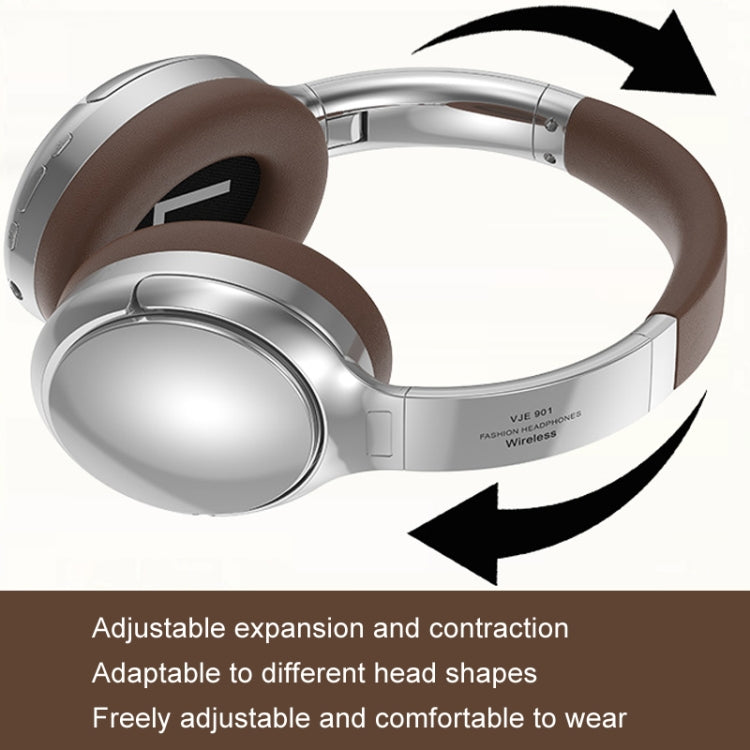 SOYTO VJE901 Retro Bluetooth Headset Metal Headband Wireless Sports Headset(Silver Brown)