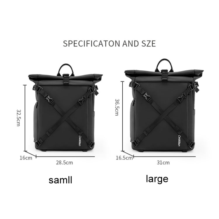 Cwatcun D113 Shoulder Leisure Camera Bag Waterproof High Capacity Outdoor Travel Photography Bag, Color: Small Black