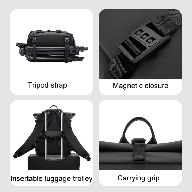 Cwatcun D113 Shoulder Leisure Camera Bag Waterproof High Capacity Outdoor Travel Photography Bag, Color: Large Black