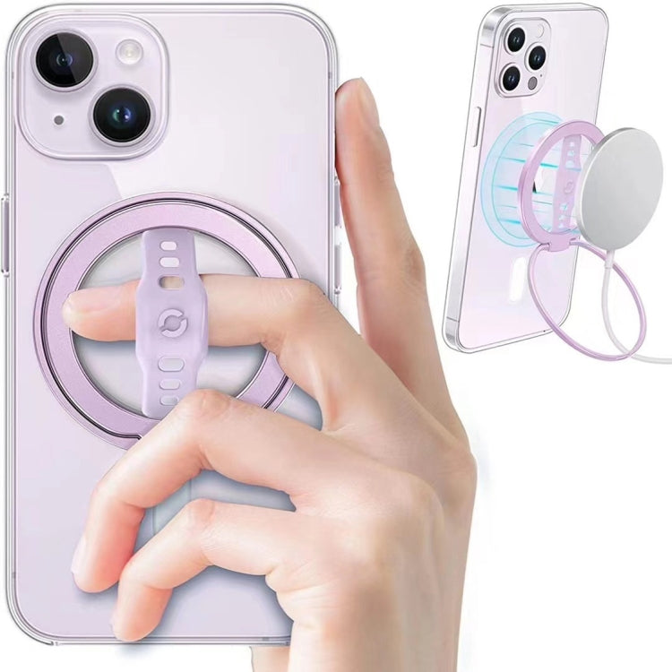 LiPUSEN LPS-201U Silicone Hand Clip Magsafe Cell Phone Holder With Magnetic Wireless Charger(Pink)