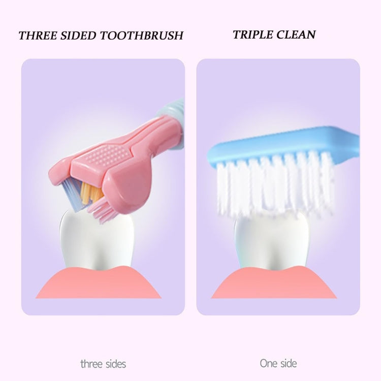 YALINA Three Sided Toothbrush Soft Hair 360 Degree V Shaped Toothbrush A22 Kids Yellow