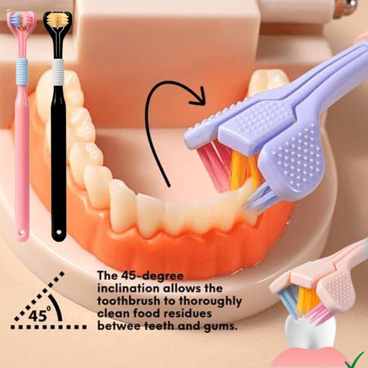 YALINA Three Sided Toothbrush Soft Hair 360 Degree V Shaped Toothbrush  Adult Pink Head Color Random